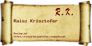 Raisz Krisztofer névjegykártya